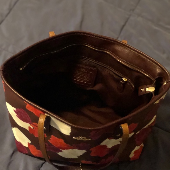 SOLD-Brown floral large Coach purse and Wallet - Picture 6 of 8